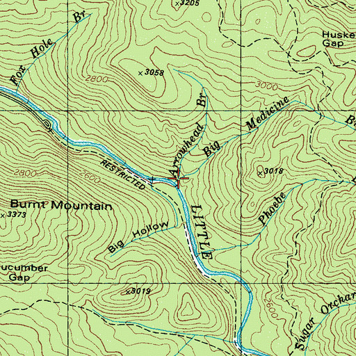 Topographic Map of Big Medicine Branch, TN