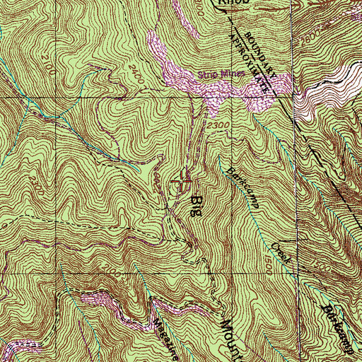 Topographic Map of Big Mountain, TN
