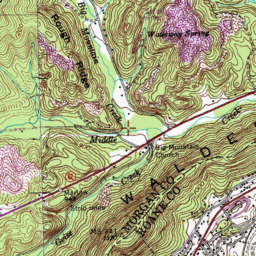 Topographic Map of Big Mountain Creek, TN