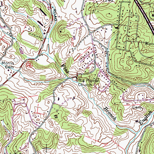 Topographic Map of Big Pigeon Church, TN