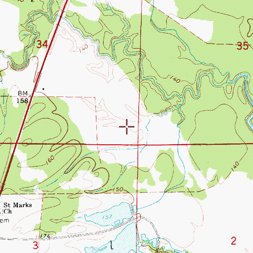 Topographic Map of Marion Weissinger Lake Dam Number 2, AL