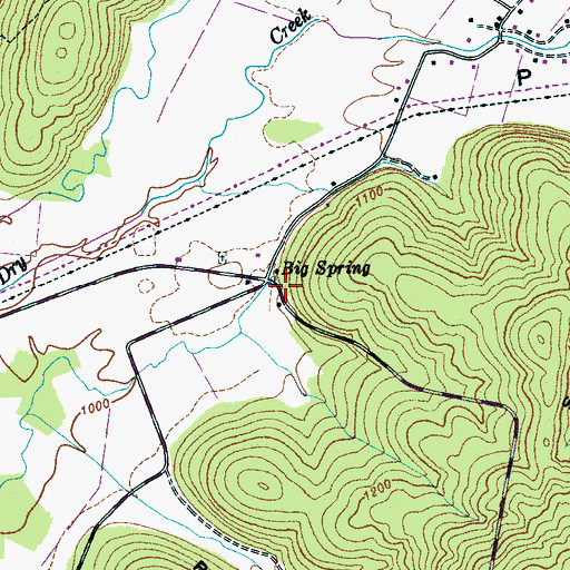 Topographic Map of Big Spring, TN