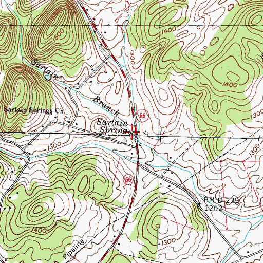 Topographic Map of Sartain Spring, TN