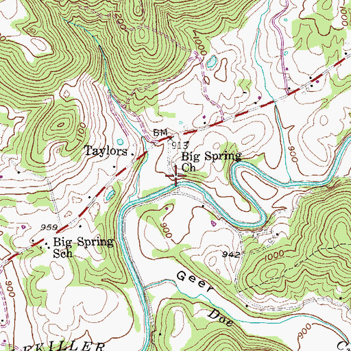 Topographic Map of Big Spring Church, TN