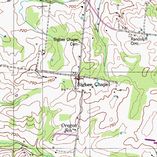 Topographic Map of Bigbee Chapel, TN