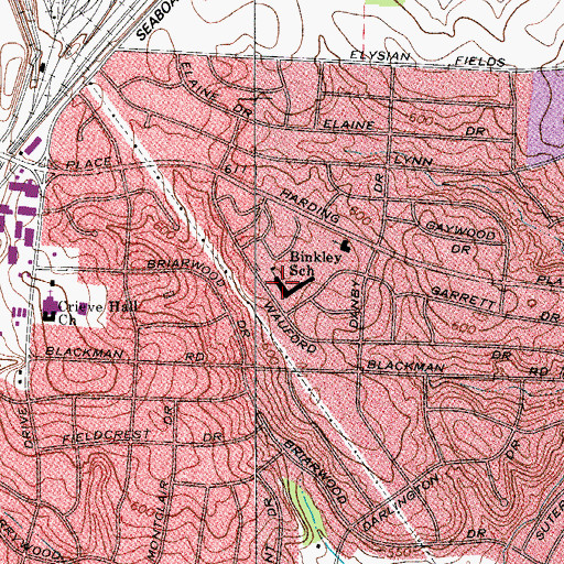 Topographic Map of Binkley School, TN