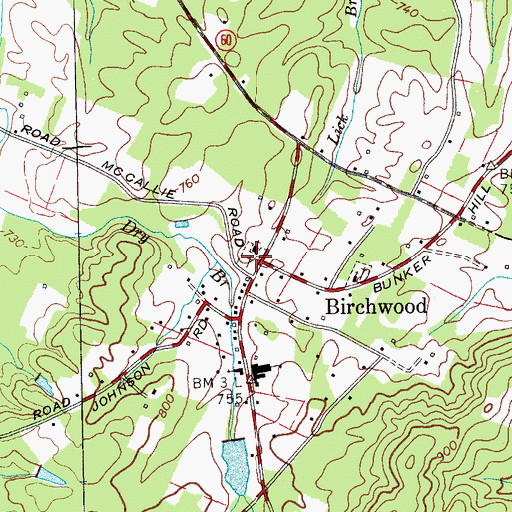 Topographic Map of Birchwood, TN