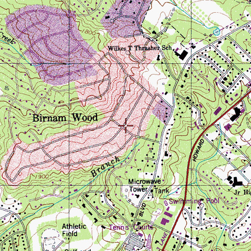 Topographic Map of Birnam Wood, TN
