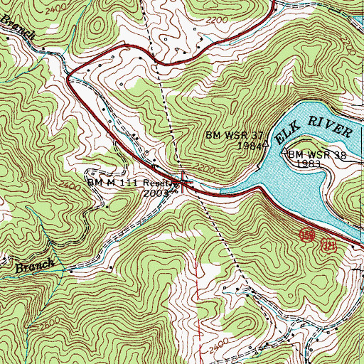 Topographic Map of Black Branch, TN