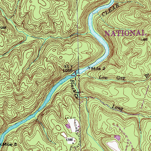 Topographic Map of Black Creek, TN