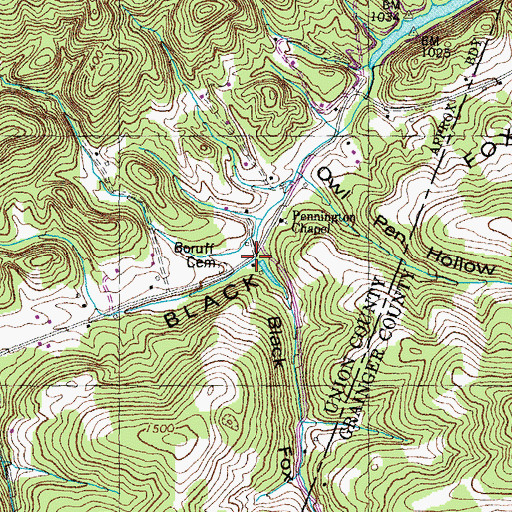 Topographic Map of Black Fox Hollow, TN