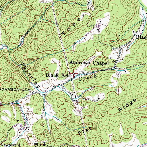 Topographic Map of Black School, TN