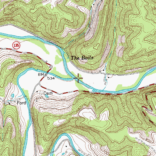 Topographic Map of Blackburn Fork, TN