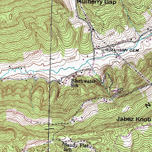Topographic Map of Blackwater School, TN