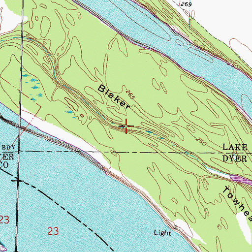 Topographic Map of Blaker Towhead, TN