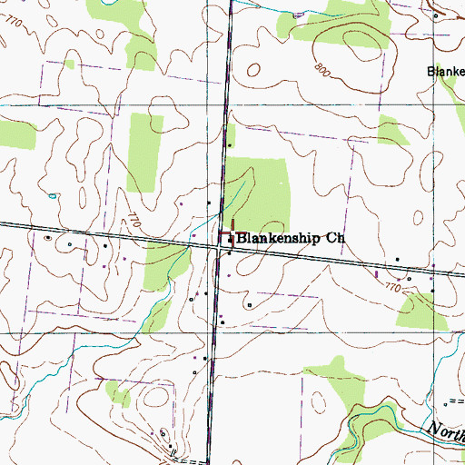 Topographic Map of Blankenship United Methodist Church, TN