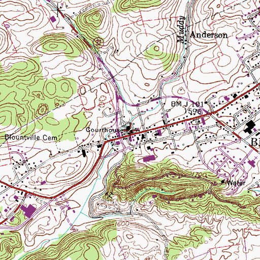 Topographic Map of Blountville, TN