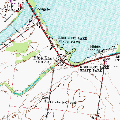 Topographic Map of Blue Bank, TN