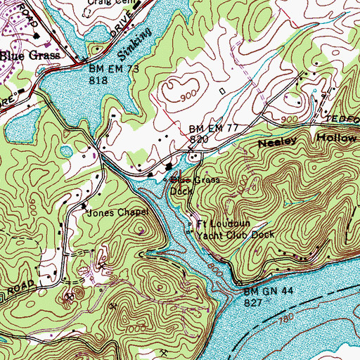 Topographic Map of Blue Grass Dock, TN
