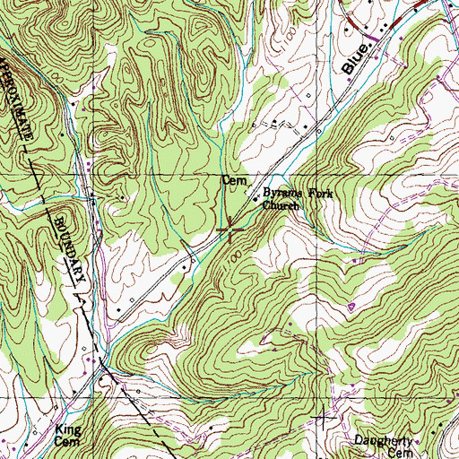 Topographic Map of Blue Mud Valley, TN