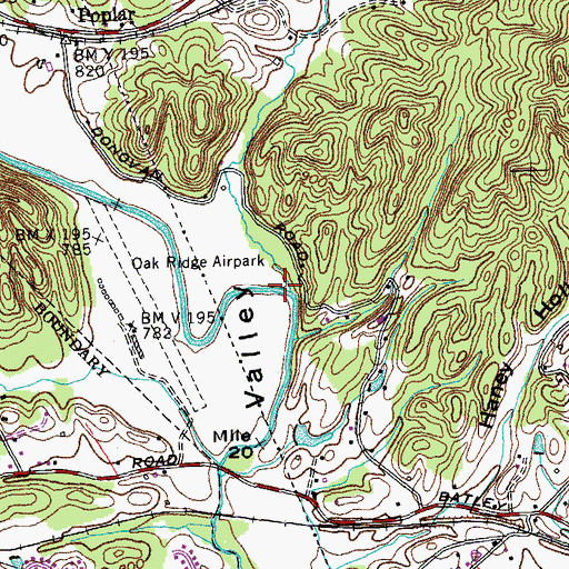 Topographic Map of Blue Spring Branch, TN