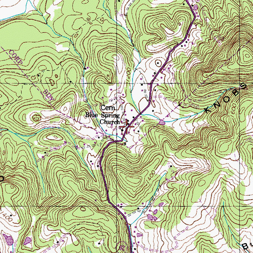 Topographic Map of Blue Spring Church, TN
