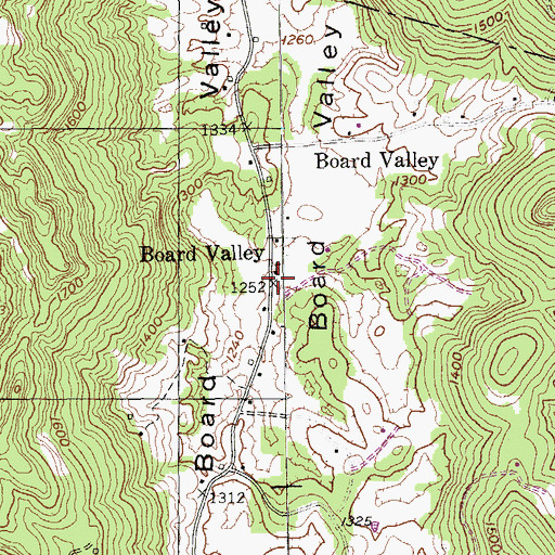 Topographic Map of Board Valley, TN