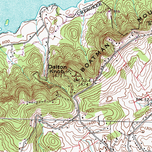 Topographic Map of Boatman Mountain, TN
