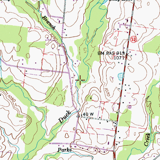 Topographic Map of Boiling Spring Branch, TN