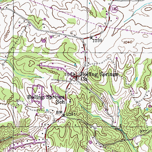 Topographic Map of Boiling Springs Church, TN