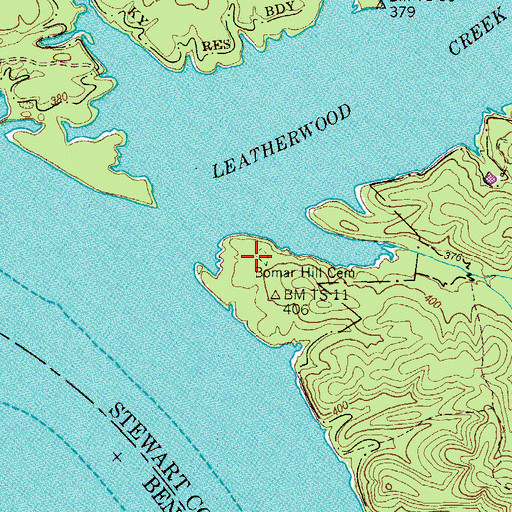 Topographic Map of Bomar Hill Cemetery, TN