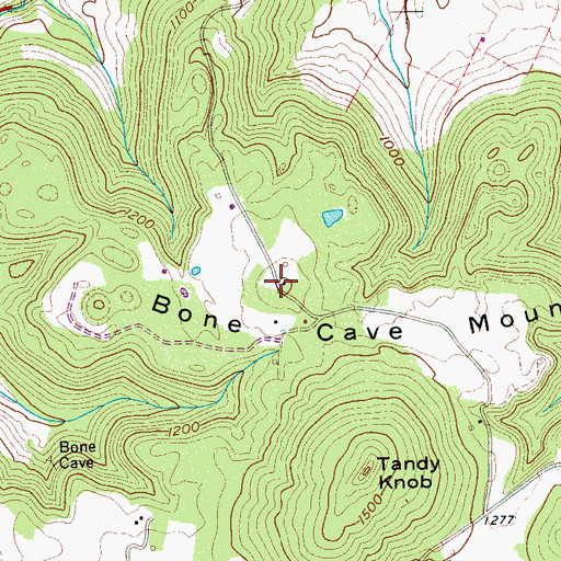 Topographic Map of Bone Cave Mountain, TN