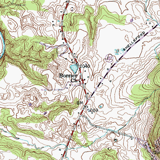 Topographic Map of Bonner Church, TN