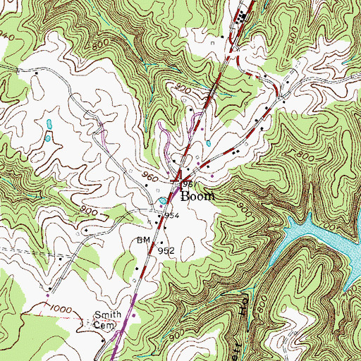 Topographic Map of Boom, TN