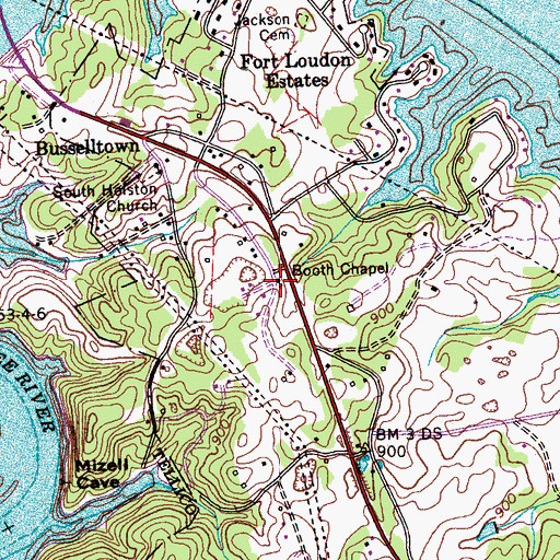 Topographic Map of Booth Chapel, TN