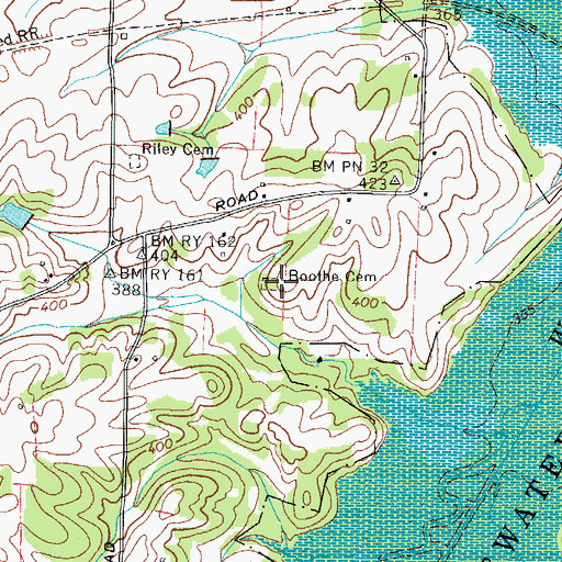 Topographic Map of Boothe Cemetery, TN