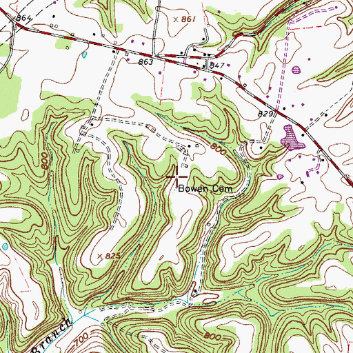 Topographic Map of Bowen Cemetery, TN