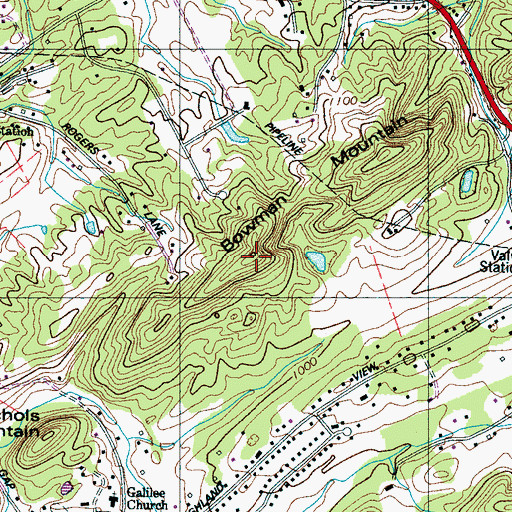 Topographic Map of Bowman Mountain, TN