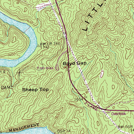 Topographic Map of Boyd Gap, TN