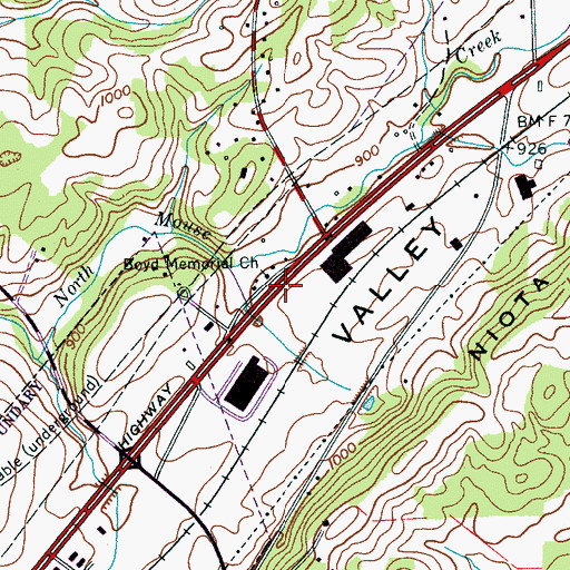 Topographic Map of Boyd Memorial Church, TN