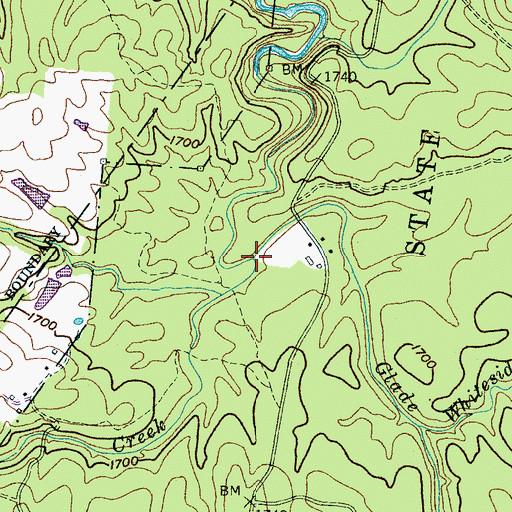 Topographic Map of Bradden Creek, TN