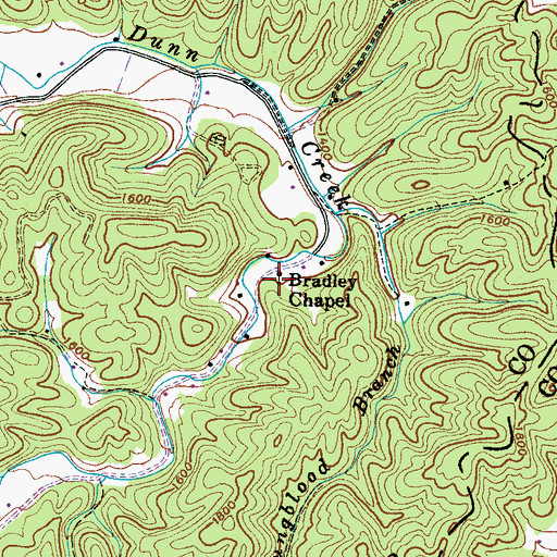 Topographic Map of Bradley Chapel, TN