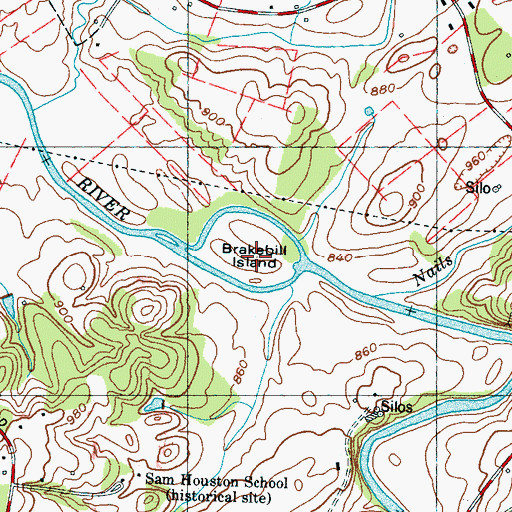Topographic Map of Brakebill Island, TN