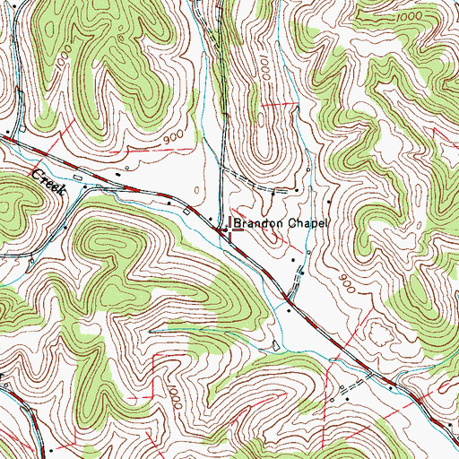 Topographic Map of Brandon Chapel, TN