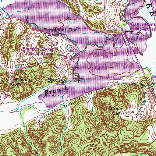 Topographic Map of Brandon Spring Branch, TN