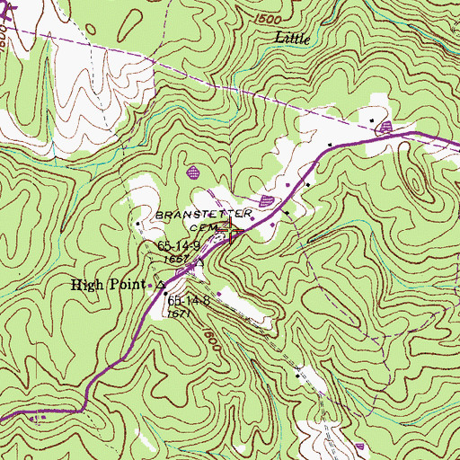 Topographic Map of Branstetters Cemetery, TN
