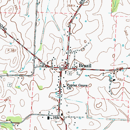 Topographic Map of Brazil, TN