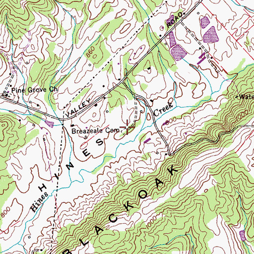 Topographic Map of Breazeale Cemetery, TN