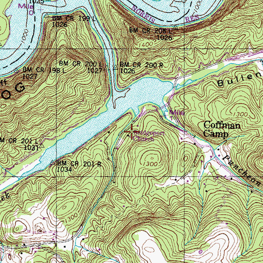 Topographic Map of Bridgeport Church, TN