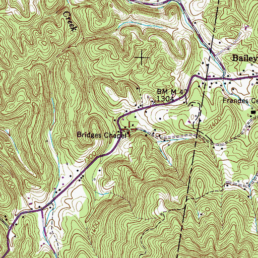 Topographic Map of Bridges Chapel, TN